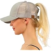 C.C Ponytail Messy Buns Trucker Ponycaps Plain Baseball Visor Cap Dad Hat Gray