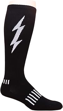 Amazon Moxy ソックス 白い雷柄ブラック ひざ丈 ボルト フィットネス デットリフト ソックス フィットネス トレーニング ソックス 通販