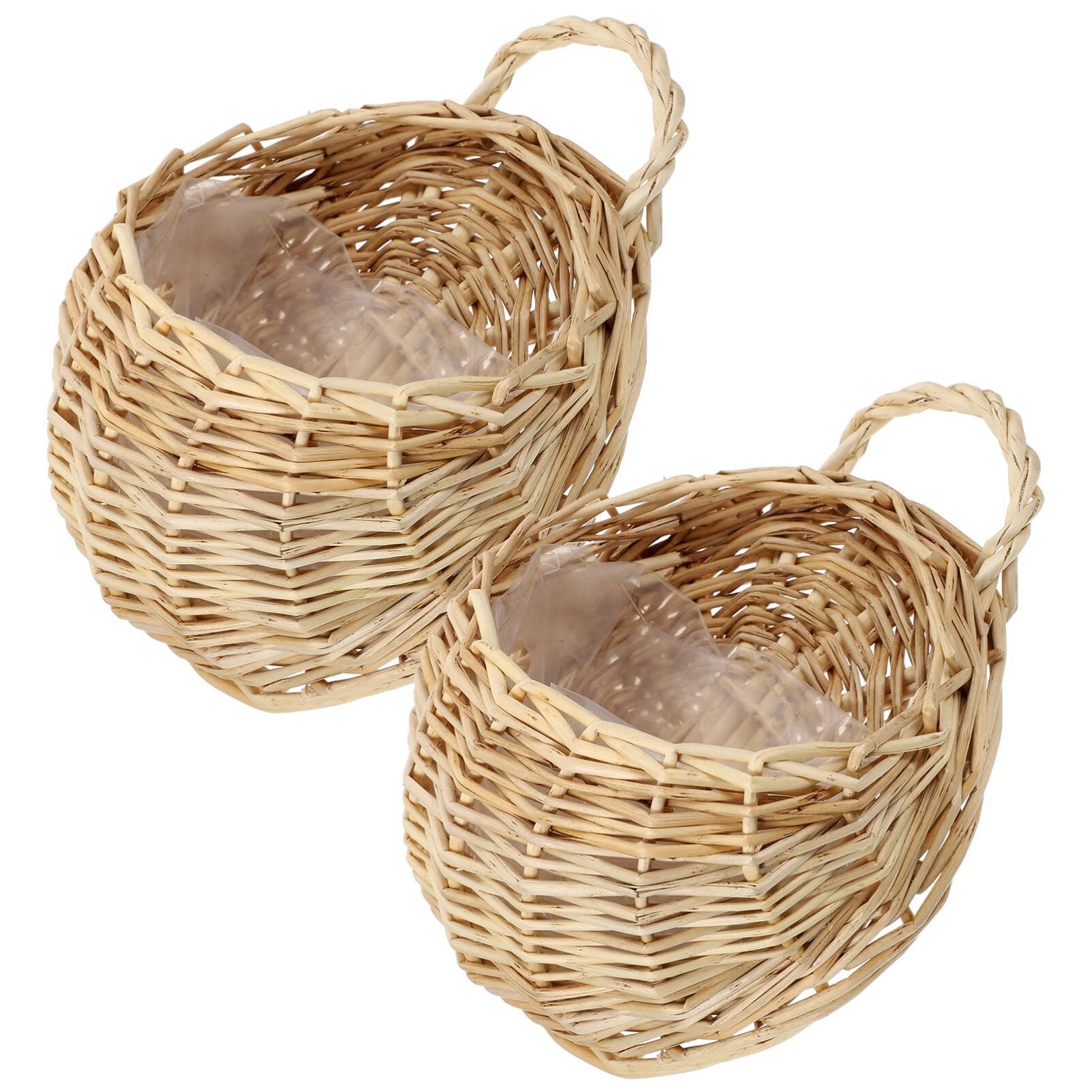 Cabilock 2pcs Woven Rattan Hanging Basket for Plants Wall Decoration Kitchen Storage Basket Hanging Planter for Home Use