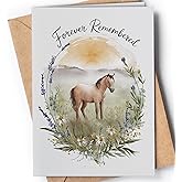 Loss of Horse Symphaty Card - Thoughtful Pet Symphaty Card for Horse Lover or Owner - Animal Memorial Bereavement Greeting Cards for Horses - Forever Remembered - NUM 296