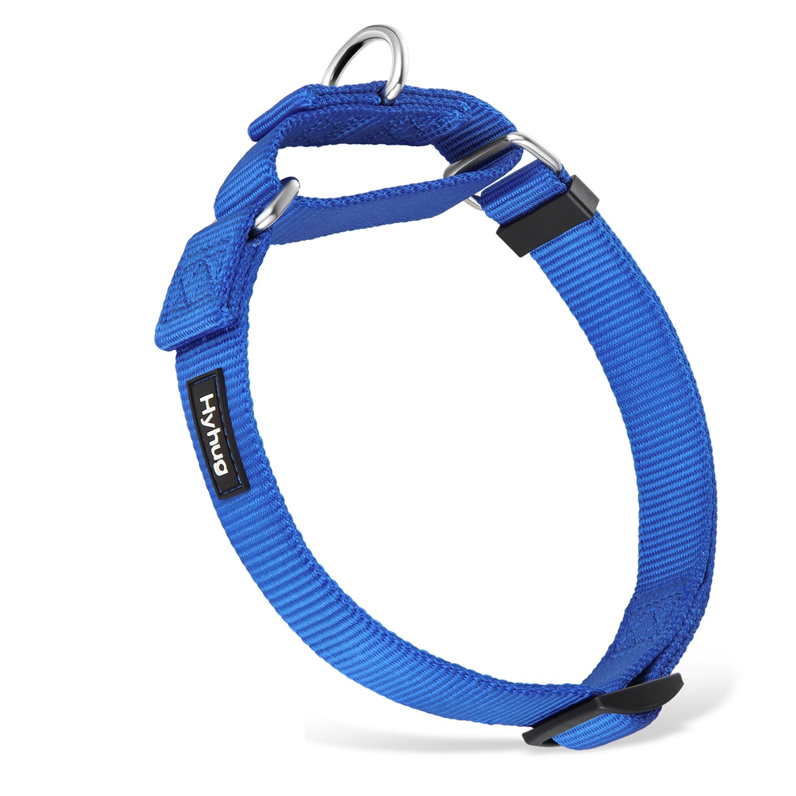 Hyhug Strong Nylon Not Escapable Martingale Dog Collar for Medium Boy and Girl Dogs - Walking Training Daily Use. (Medium, Bright Blue)