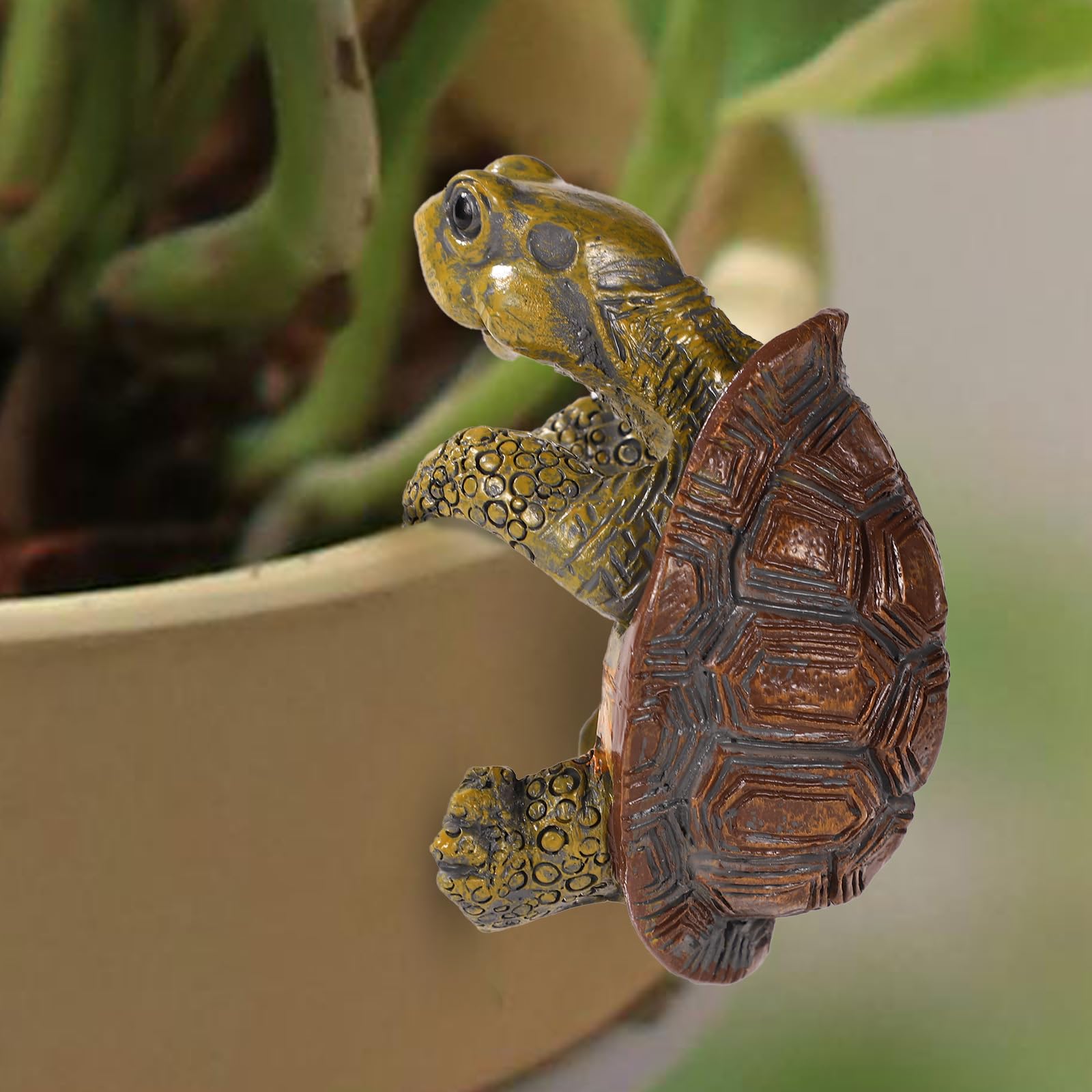 Tortoise Figure Plant Pot Hanger, Resin Climbing Flower Pot Hanger Figurines Cute Animal Hanging Turtle Statue Plant Pot Hugger Planter Pot Gift for Yard Garden Ornaments Vase Terrarium Decorations