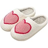 QQGB Women's Men's Cute Fuzzy Heart Slippers Memory Foam Fluffy Couple Slippers Cozy House Indoor Outdoor Shoes