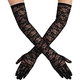 Lusofie Elegant Tea Party Gloves - Women's Long Lace Mittens Gloves for Dress Cocktail Opera Parties