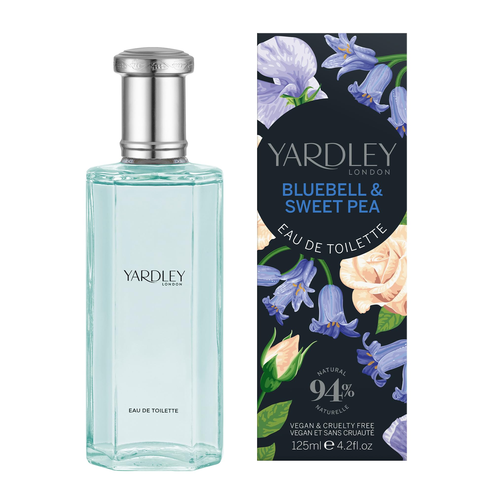 Yardley London Bluebell and Sweet Pea Eau de Toilette, Floral Womens Perfume with Notes of Bergamot and Lemon, Vibrant Bluebell Perfume for Women 125ml