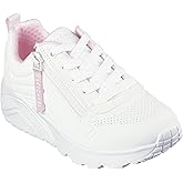 Skechers Kids Girls Uno Lite - Easy Zip Sneaker, White, 12 Little Kid