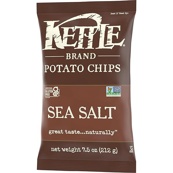 KETTLE BRAND SEA SALT KETTLE POTATO CHIPS, GLUTEN-FREE, NON-GMO, 7.5 OZ BAG