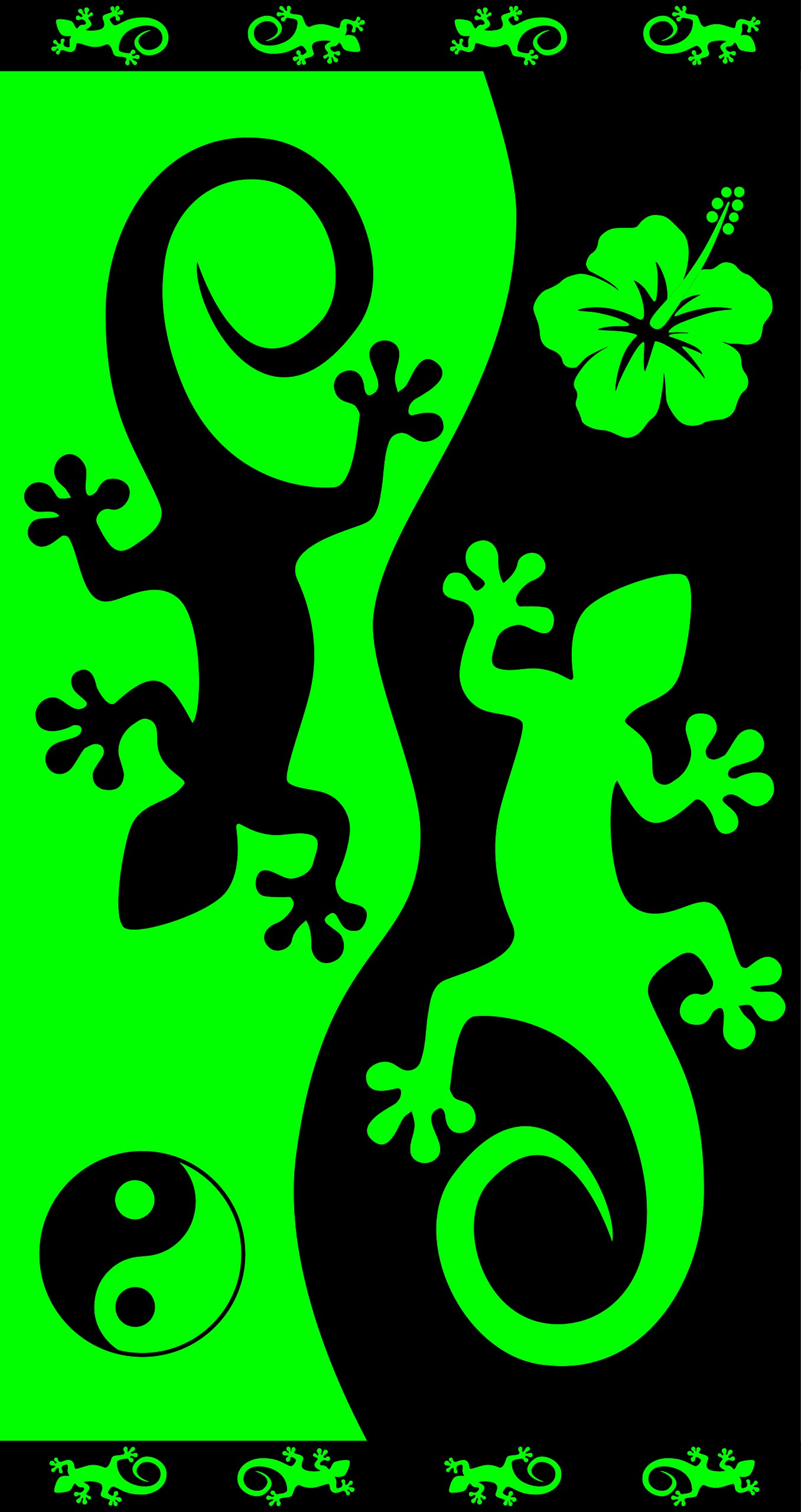 Miracle Home. Salamandra-Yin and Yang 100% Egyptian Cotton Towel, 90 x 165, Green, 12039