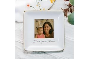 2win Custom Photo Trinket Tray, Personalized Jewelry Dish with Picture for Mom, Graduate, Daughter, Friend - Mother's Day, Gr