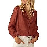 BTFBM Long Sleeve Shirts for Women Trendy Ruffle Tops Lightweight Button Down Shirt Loose Spring Blouses 2026