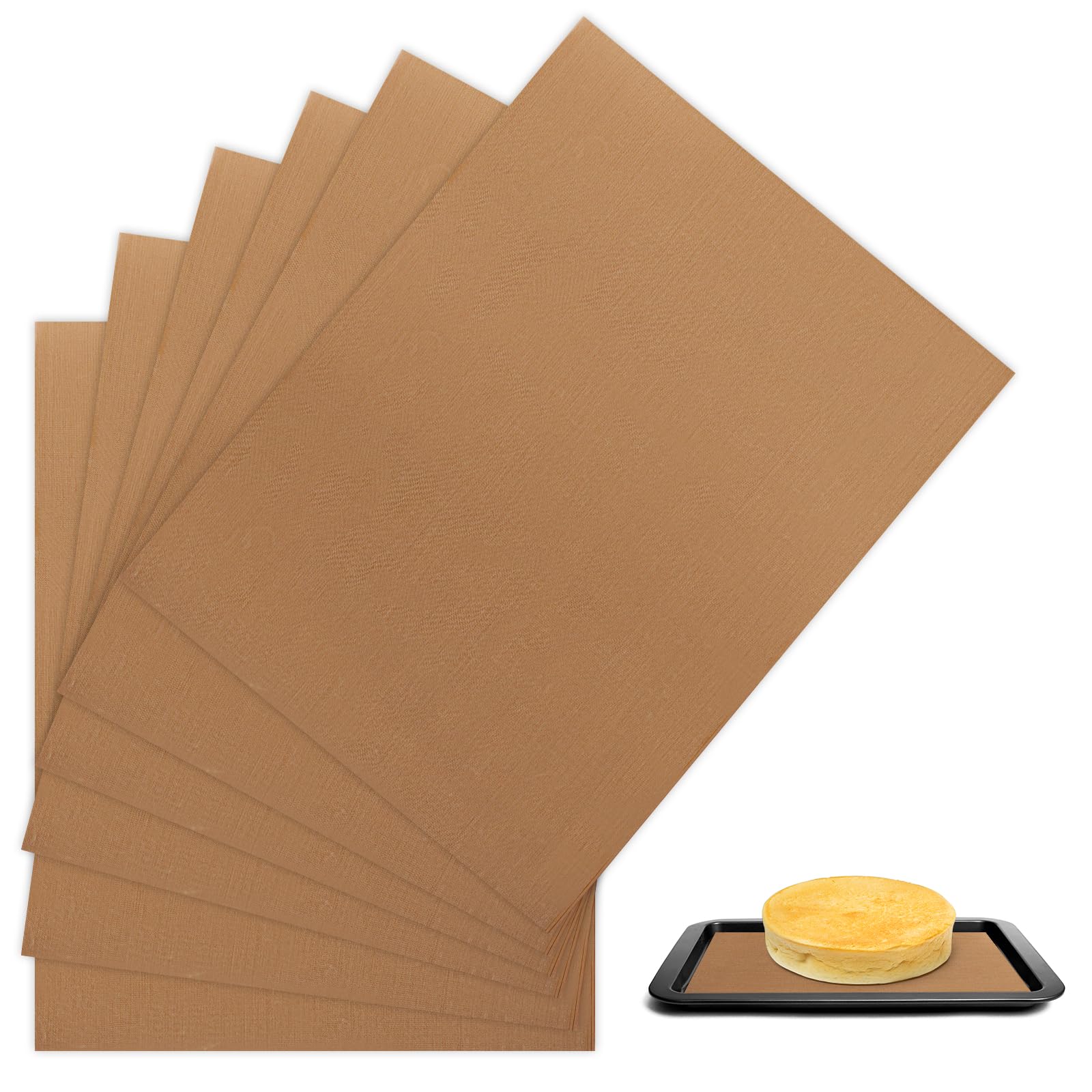 X-BLTU 6 Sheets Non Stick Oven Liners Baking Mats 30x40cm, Reusable Baking Sheet Tray Liner, Heat Resistant Teflon Sheets Washable BBQ Grill Mat, Non-Toxic Baking Paper, Easy to Clean