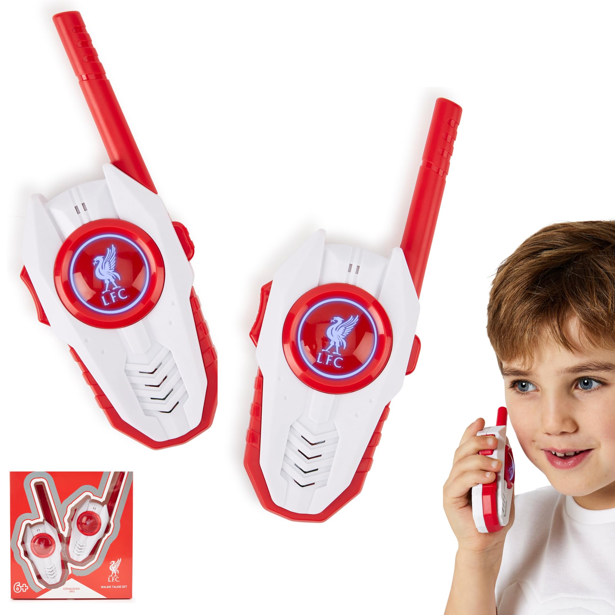 Liverpool FC Officially Licensed Walkie Talkie 2-Pack Set - Easy-to-Use Durable, Ideal Kids Outdoor Adventure Toy Gift for Young Kopites