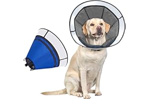 OneTigris Dog Cone Collar for Dogs After Surgery, Adjustable Head Cone, Blue, L