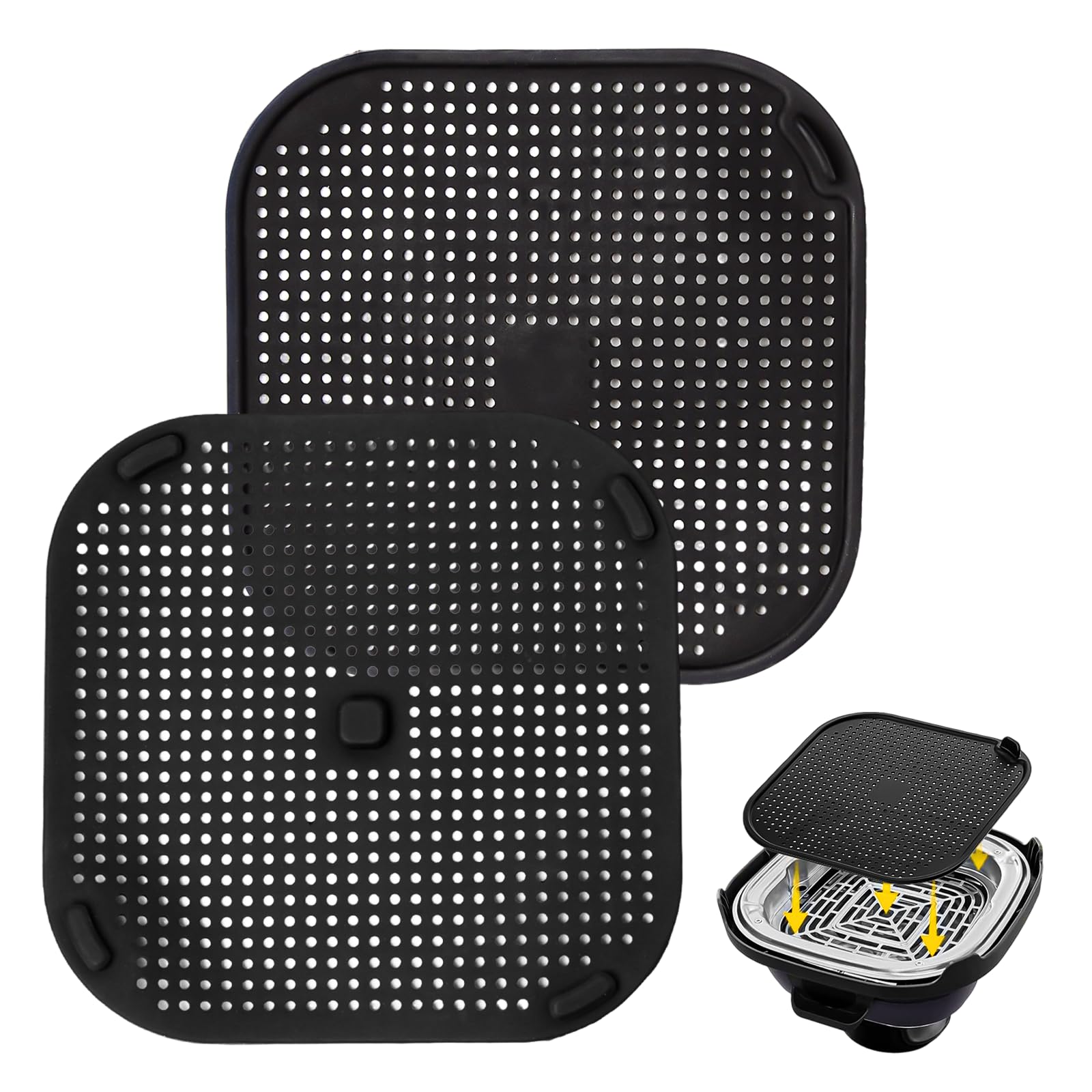 Photo 1 of 2-Pack Replacement Heat Resistant Splash Guard for Crispi Accessory - Silicone Splash Guard Mat for FN101 Hairdryer,Crispi Air Fryer Accessories - Black