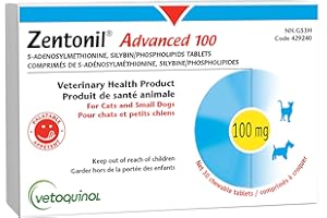 Vetoquinol Zentonil Advanced – Veterinary Health Product – Same and Silybin – for Cats and Dogs - 100 mg – 30 caps