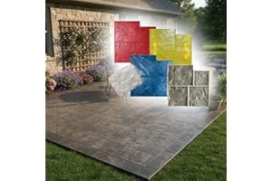 GLOBMARBLE Ashlar Slate Stone Concrete Stamps Mats Set of 5 - Made in USA 24" x24” - Durable Polyurethane, Flexible & Rigid Forms for Driveways and Patios – (SM 3001/S-5)