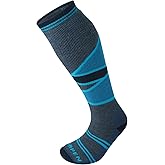 Lorpen T2 Womens Ski Eco Mid Sock, Great for Winter Sports, Eco-Friendly & Sustainable, Tall and Cushioned, Blue, Size Small