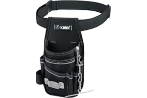 KUNN Tool Pouch,7-Pocket Electrician Pouch with Belt Clip,Tool Loop,Tape Thong and Tape Measure Holder for Construction, Tech