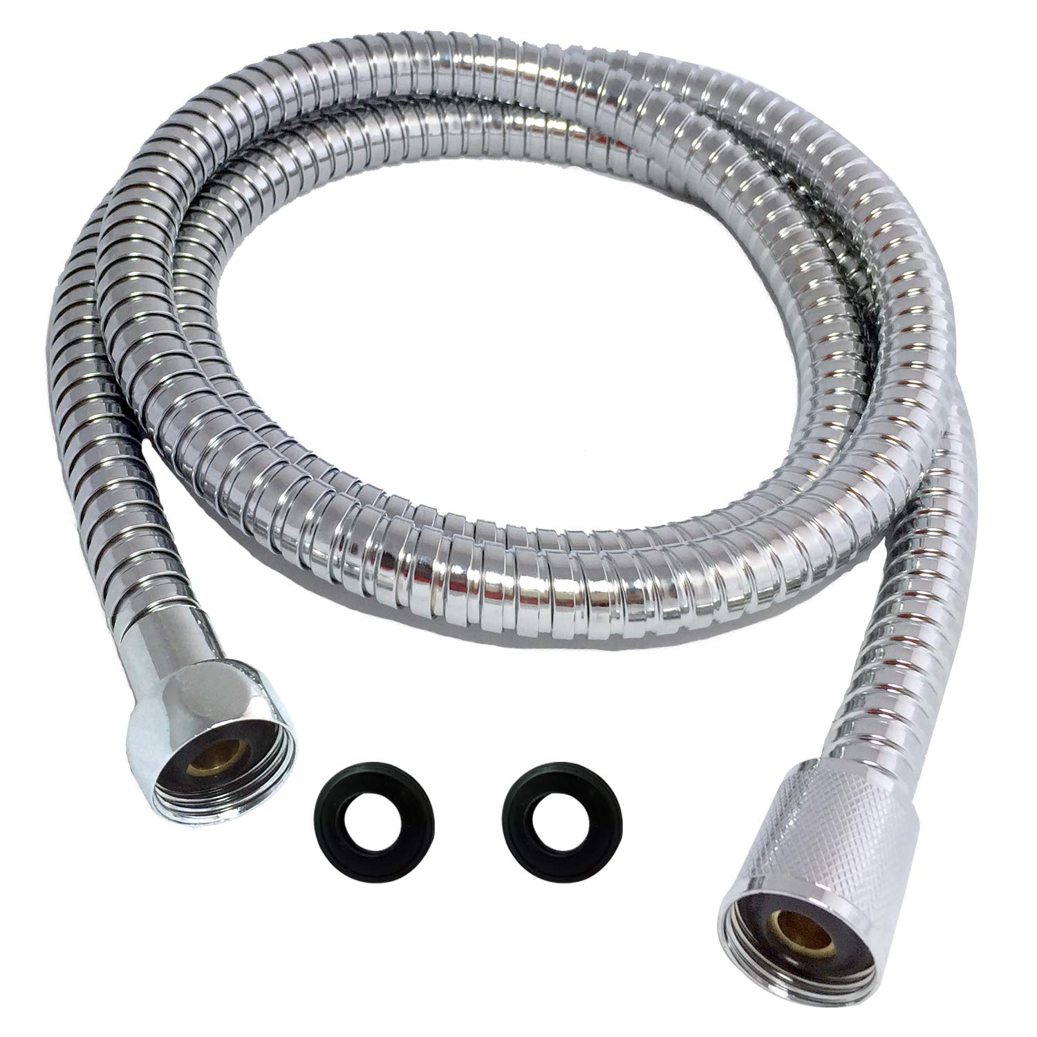 Shower Hose 98 Inches 8.2 ft Extra Long Stainless Steel Flexible Handheld Shower Head with Chrome Finishes - Best Detachable Handshower Extension Replacement Adapter with Brass Fitting