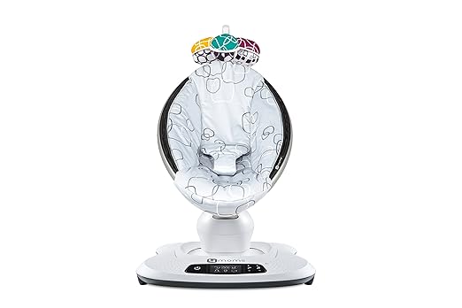 4moms mamaRoo 4 Bluetooth-Enabled high-tech Baby Swing â Soft, Plush Fabric with 5 Unique motions