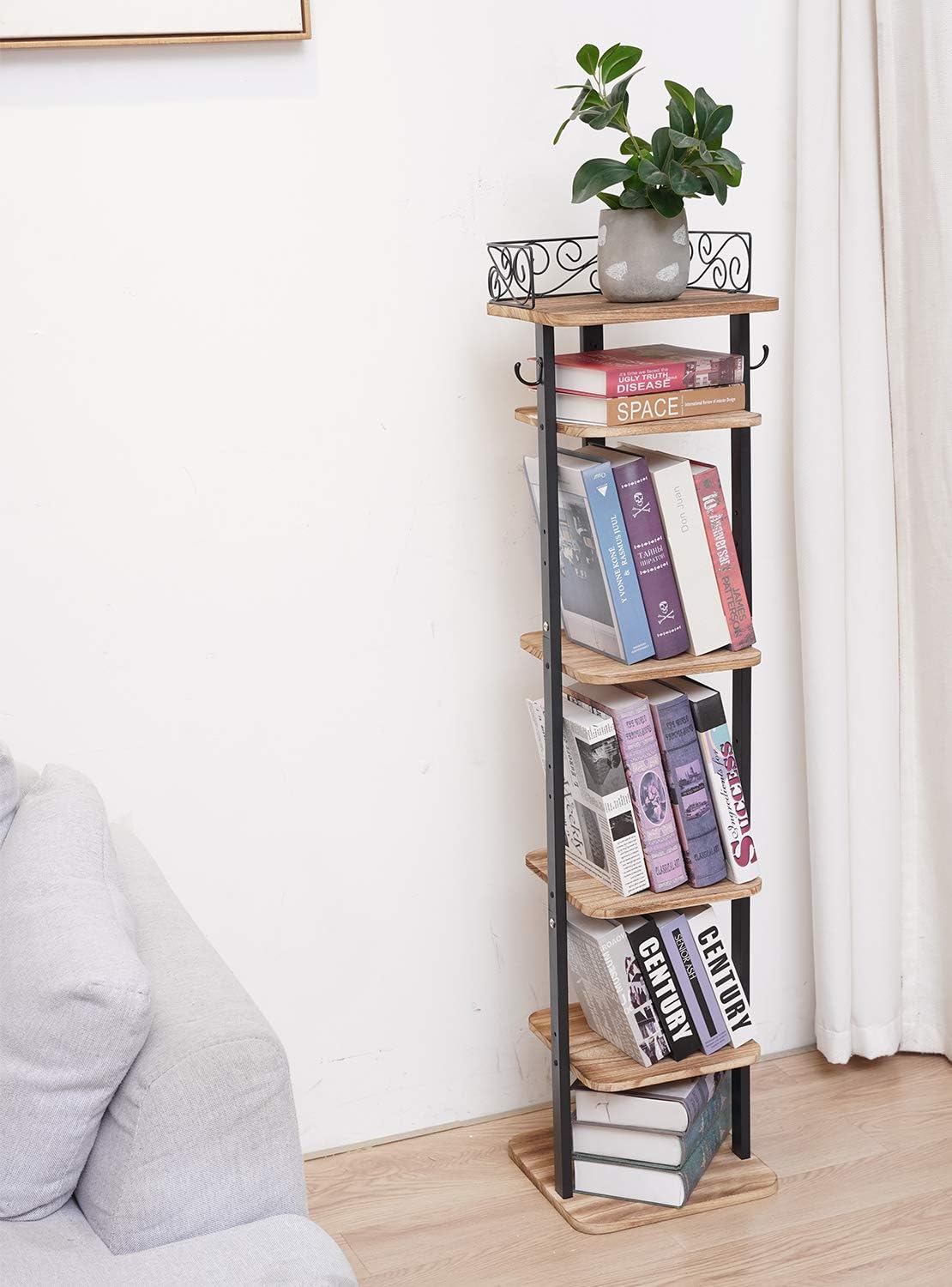 toddler shoe rack on 8 Tier Vertical Shoe Storage Organizer With Hooks 8 Pairs Rustic Wood Metal Shoe Stand Shelf Vertical Shoe Tower Adjustable Tier For Entryway Hallway X Cosrack Shoe Rack Storage Organization Free Standing