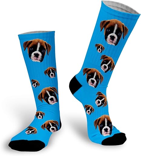 Amazon Com Dog Face Socks Personalized Pet Socks Your Dog On Socks Custom Dog Sock Animal Socks Sock With Dog Picture Clothing