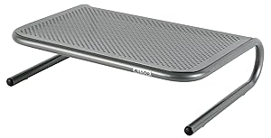 Allsop Metal Art Jr. Monitor Stand, 14-Inch wide platform holds 40 lbs with keyboard storage space - Pewter (27021)