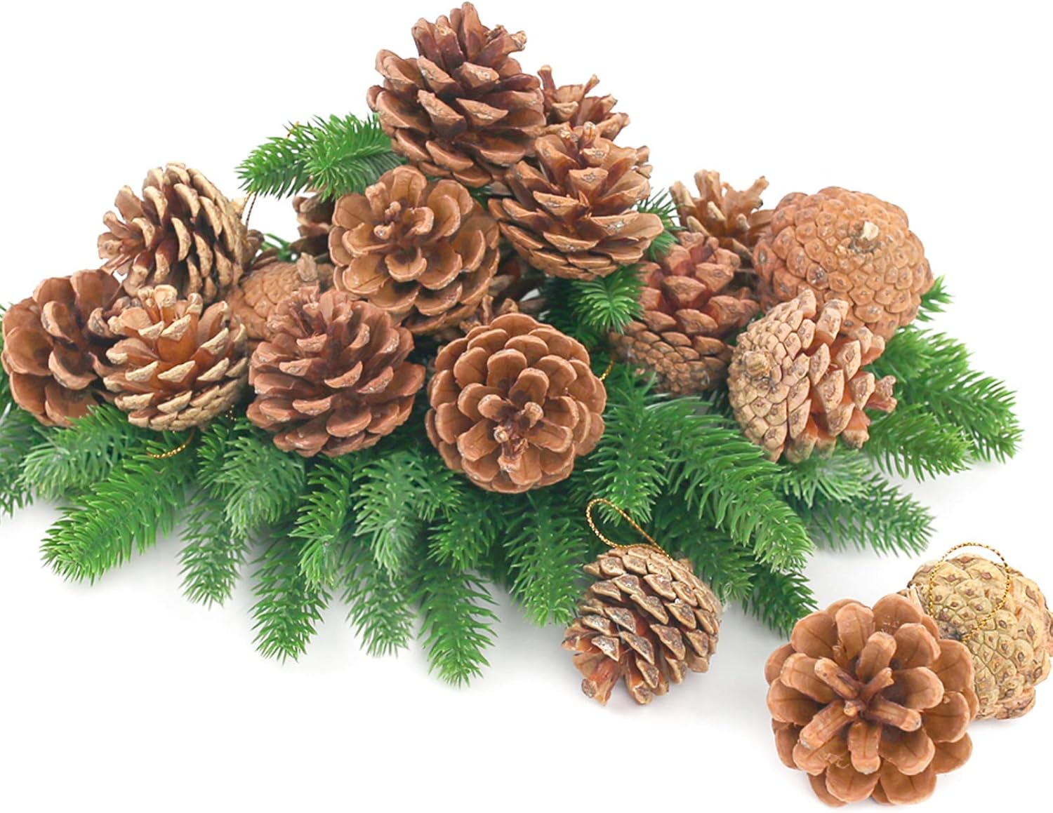 Amazon Com Johouse Pine Cones And Pine Branches 40pcs Artificial Pine Needles Branches Natural Pinecones Home Decor Vase Filler Diy Fall Garland Wreath Christmas Embellishing Fall Ornaments Home Kitchen