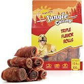 Jungle Calling Triple Flavor Rolls Dog Treats, Chicken Duck &amp; Beef, 10.6 oz | Rawhide Free Treat for Small, Medium &amp; Large Breeds, Limited Ingredient Chews Perfect for Daily Reward, Easily Digestible