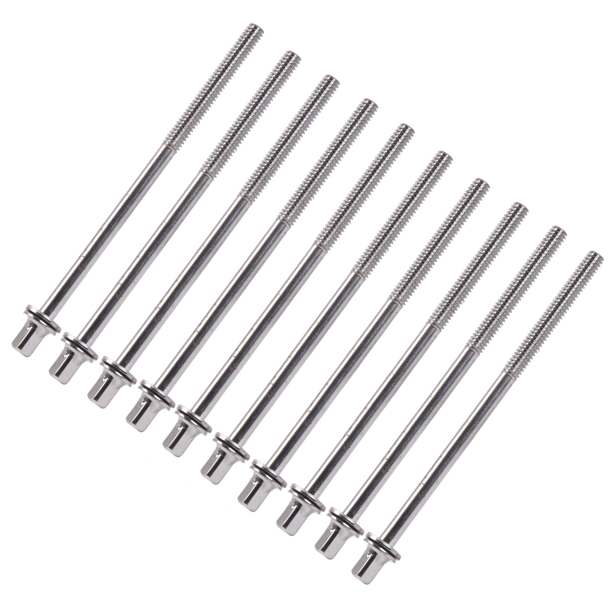 Yibuy 10 Pieces Drum Parts Tension Screws Rods 1/5 Inch Thread 100mm with Gaskets
