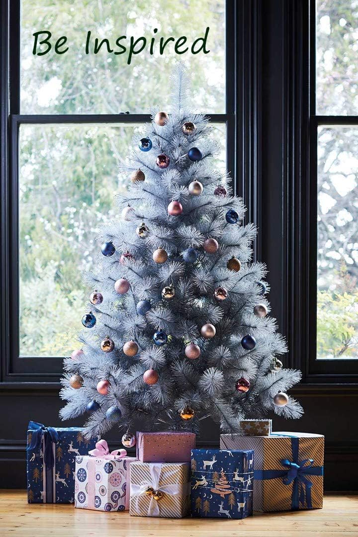 Amazon Com Holiday Stuff 7 Foot Glitter Silver Pine Christmas Tree With Frosted Tips 7ft Home Kitchen