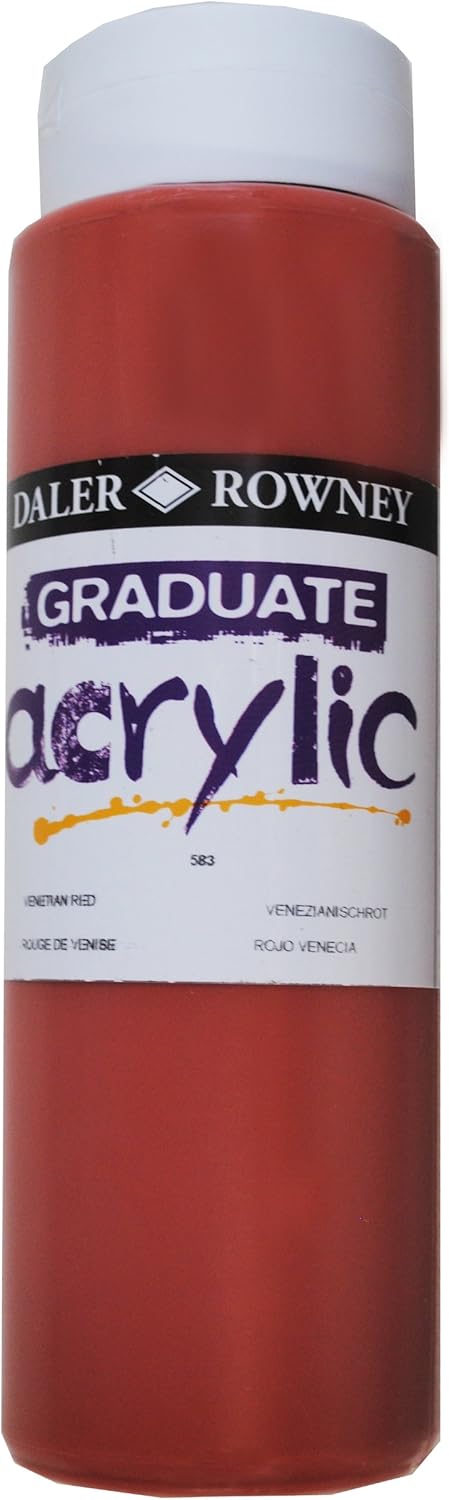 Daler-Rowney Graduate Acrylic Paint, Plastic Bottle, 16.91oz - 500 ml, Venetian Red, 500 ml (Pack of 1)