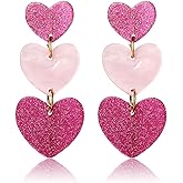 Hclian Heart Stud Earrings for Women Valentine's Day Earrings Pink Heart Earrings Fashion Jewelry