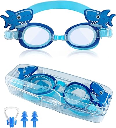 Victoper Kids Swimming Goggles 3-6 Blue Shark Anti-Fog No Leak Wide Vision