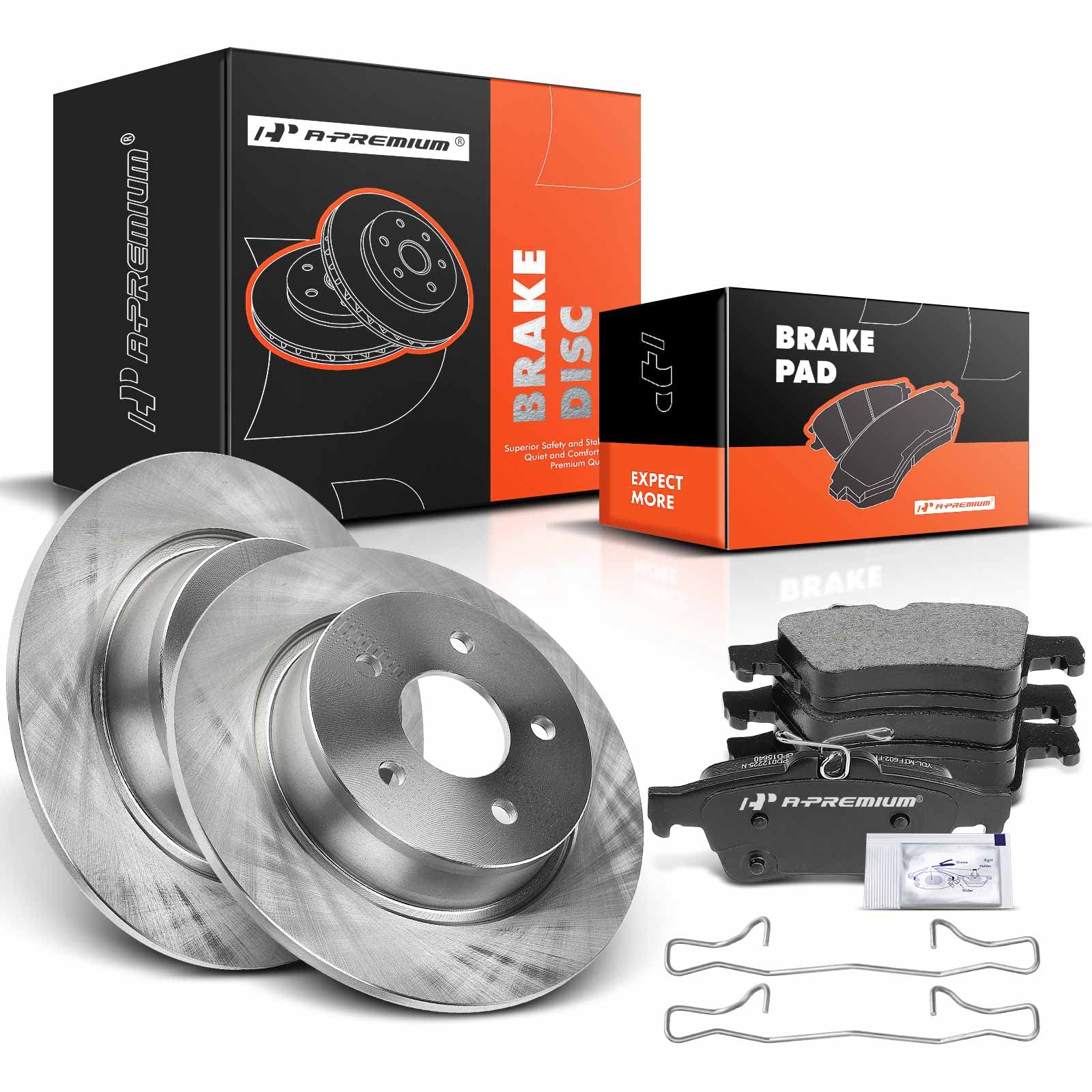 Photo 1 of ***PARTS ONLY**A-Premium 11.02 inch (280mm) Rear Solid Disc Brake Rotors + Ceramic Pads Kit Compatible with Select Ford Models - C-Max CMax 2013-2018, Escape 2013-2016, Transit Connect 2014-2018, 6-PC Set