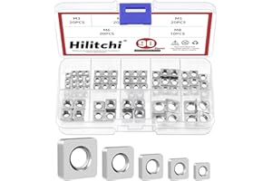 Hilitchi 90Pcs Square Nuts Assortment M3 M4 M5 M6 M8 304 Stainless Steel Square Nuts Square Machine Screws Nut Metric Coarse Thread Metric Square Nut Fasteners for Home Repair(304 Stainless Steel)
