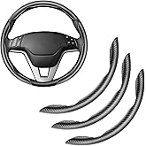 Amiss 3pcs Carbon Fiber Anti-Skid Steering Wheel Cover, Waterproof & Segmented Butterfly Design, Universal 99% Vehicle Wheel Cover Protector, Car Interior Accessories, Black