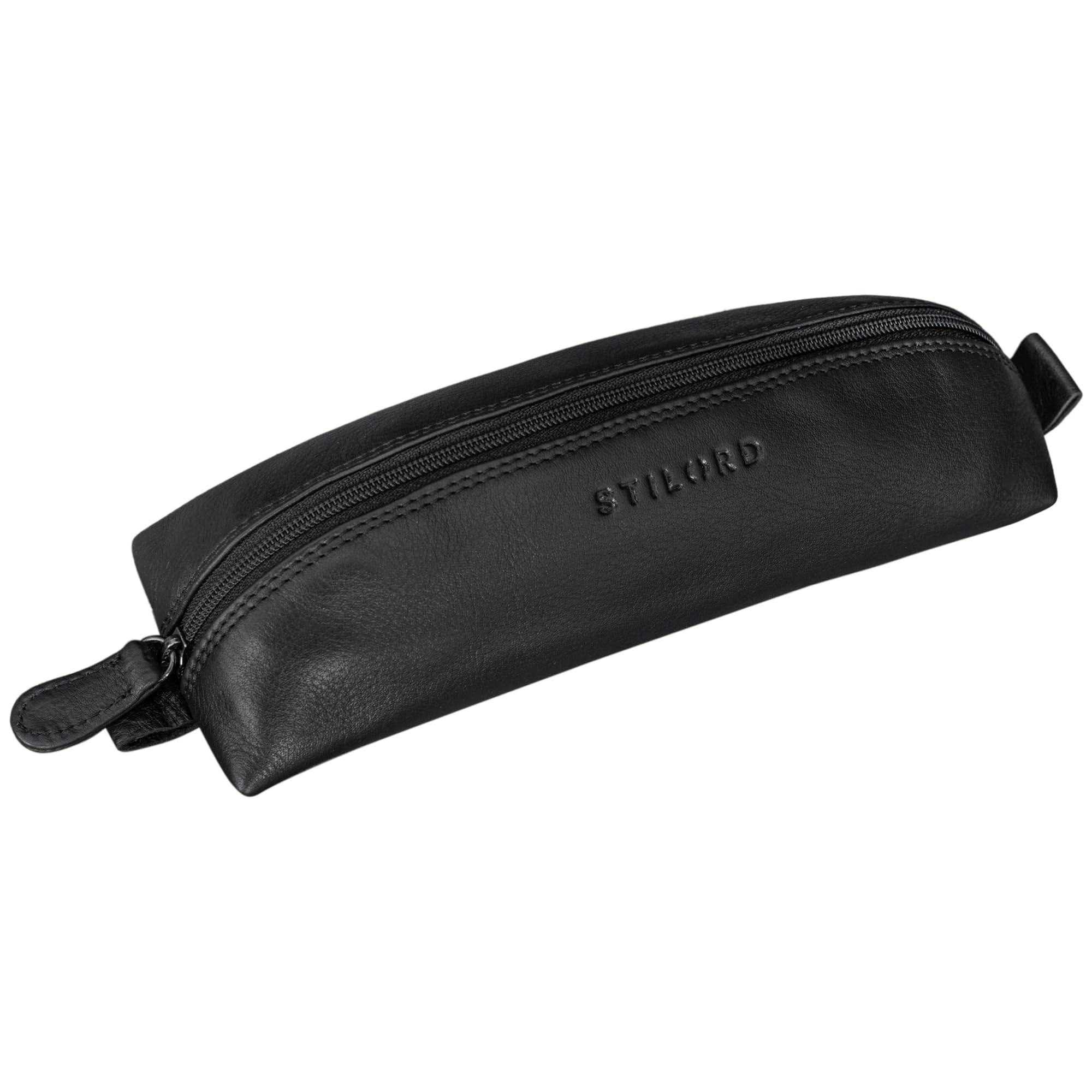 STILORD "Willem" Pencil Case Leather Pencil Pouch for Men Women Vintage Stationery Bag with Zipper Colour:Black