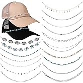 HCEWSBFD 17 Pcs Trucket Hat Chains Bill Trucker Hat Charms Detachable Turquoise Metal Pearl Hat Chain Decor DIY Mesh Baseball Cap Brim Necklace Purse Accessories Assorted Styles for Women Man