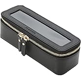 Aveniee Clear Makeup Brush Bag,Slim Cosmetic Brush Holder,Small Toiletry Bag Mini Travel Case for Women,Thin Make up Bags with Dual Zipper,Cute Travel Essentials Organizer,Black