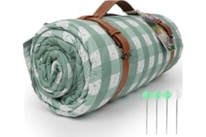 Waterproof 80"X80" Picnic Blankets Thick Outdoor Picnic Mat with 4 Luminous Stakes Foldable Camping Blanket Portable with Car