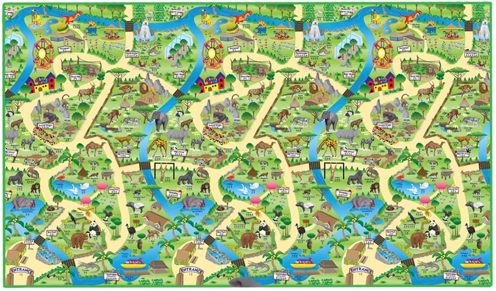 EDUK8 Worldwide Limited Children's Padded Zoo Play Mat, Wipe Clean & Water Resistant for Use Indoors & Outdoors, 200 x 120 cm, Great for Education & Play