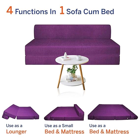 Aart Store High Density Foam Printed Sofa Cum Bed 4X6 Two Seater