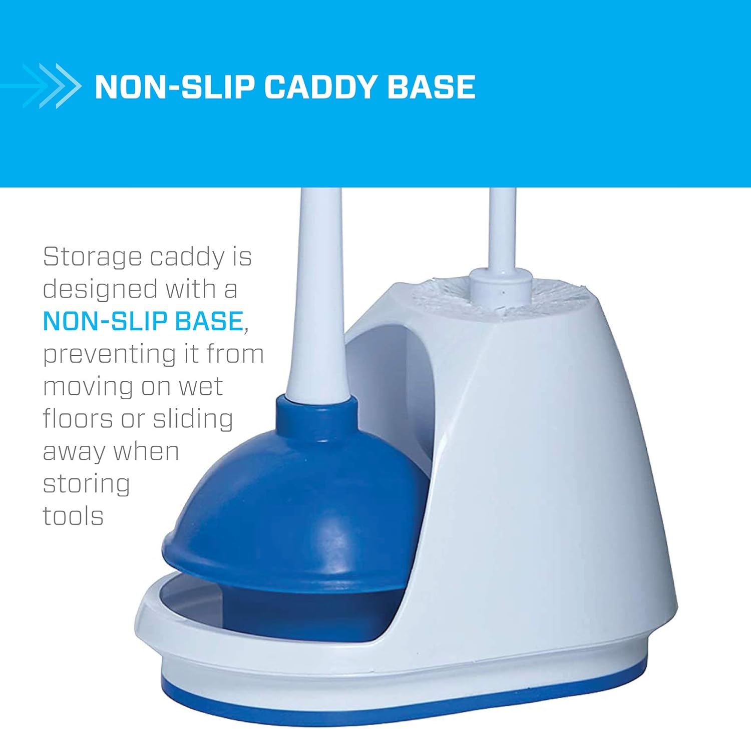 Mr Clean 440436 Combo, White/Blue Plunger and Bowl Brush Caddy Set, Toilet, Turbo Plunger & Brush: Home Improvement