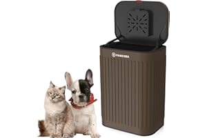 PAWZIDEA Dog Poop Trash Can Outside Wall Mounted, Dog Waste Trash Can with Lid, Hanging on Fence, Garbage, Outdoors, Metal Dog Poop Container, Small Garbage Can Odor Control w/Activated Carbon Filter
