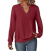 GKBK Womens Sweatshirts Long Sleeve V Neck Tops Fall Winter Basic Casual Lightweight Pullover Shirt