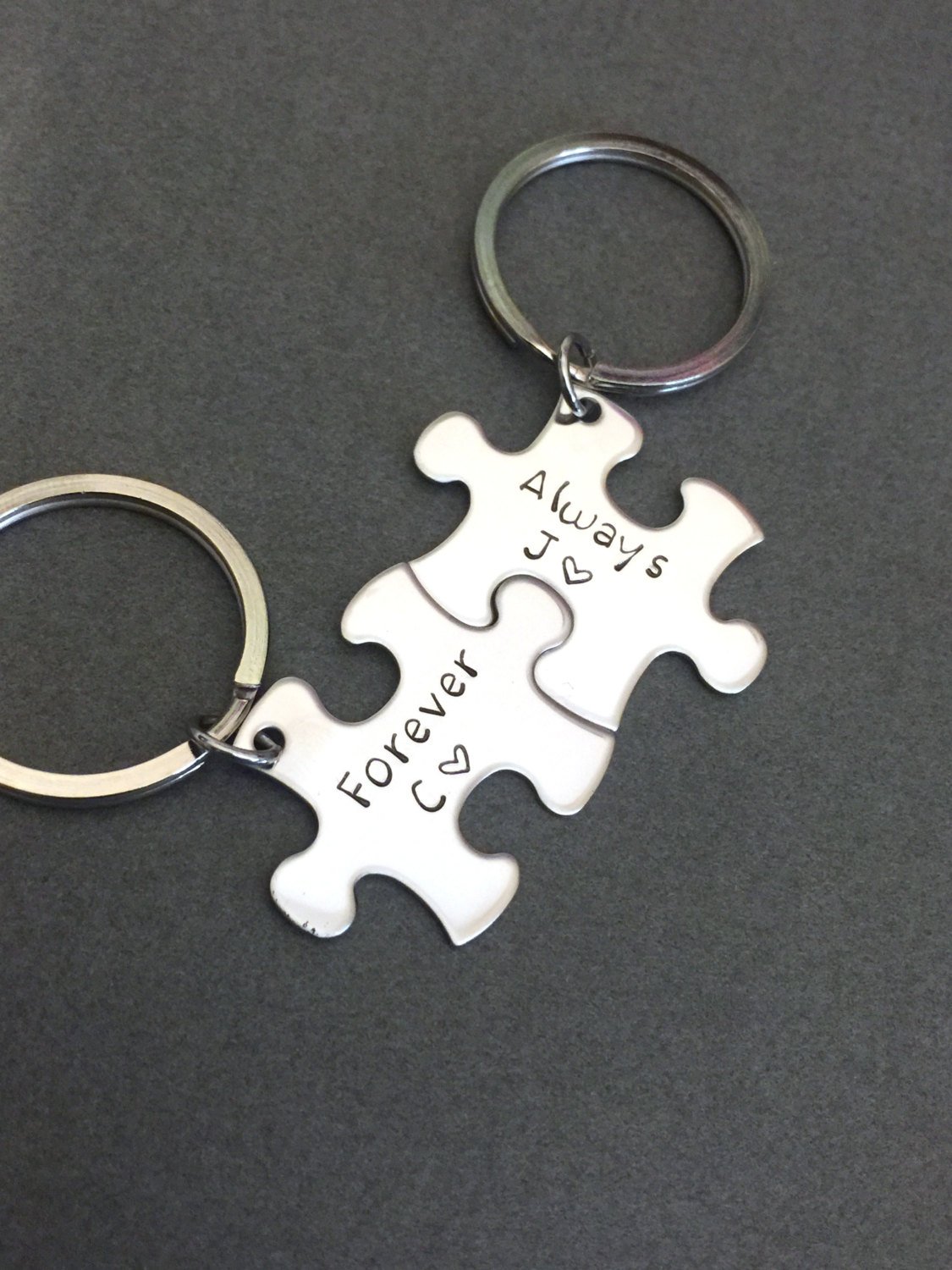 Forever Always Keychains, Couples Keychains, Puzzle Piece