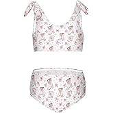 Wusikd Disco Cowgirl Girls Swimsuits Two Piece Pink Swimwear Bikini Set for for Girls Size 7-8T