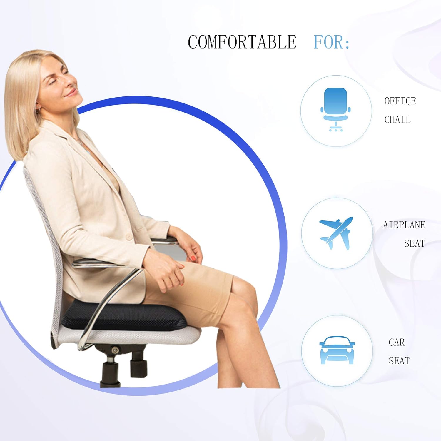 Gel Office Chair Cushion, Thick Egg Seat Cushion with Non-Slip Cover, Breathable Chair Pads for Office, Home, Car, Wheelchair, Chair - Help in Relieving Back Pain & Sciatica Pain: Home & Kitchen