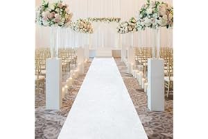 FOTSHARER White Aisle Runner for Wedding Velvet Aisle Runner Rug 4FTx15FT Wedding Carpet Runner Indoor Outdoor Wedding Party Prom Walkway Rugs Decorative Church Runner Wedding Aisle Decorations